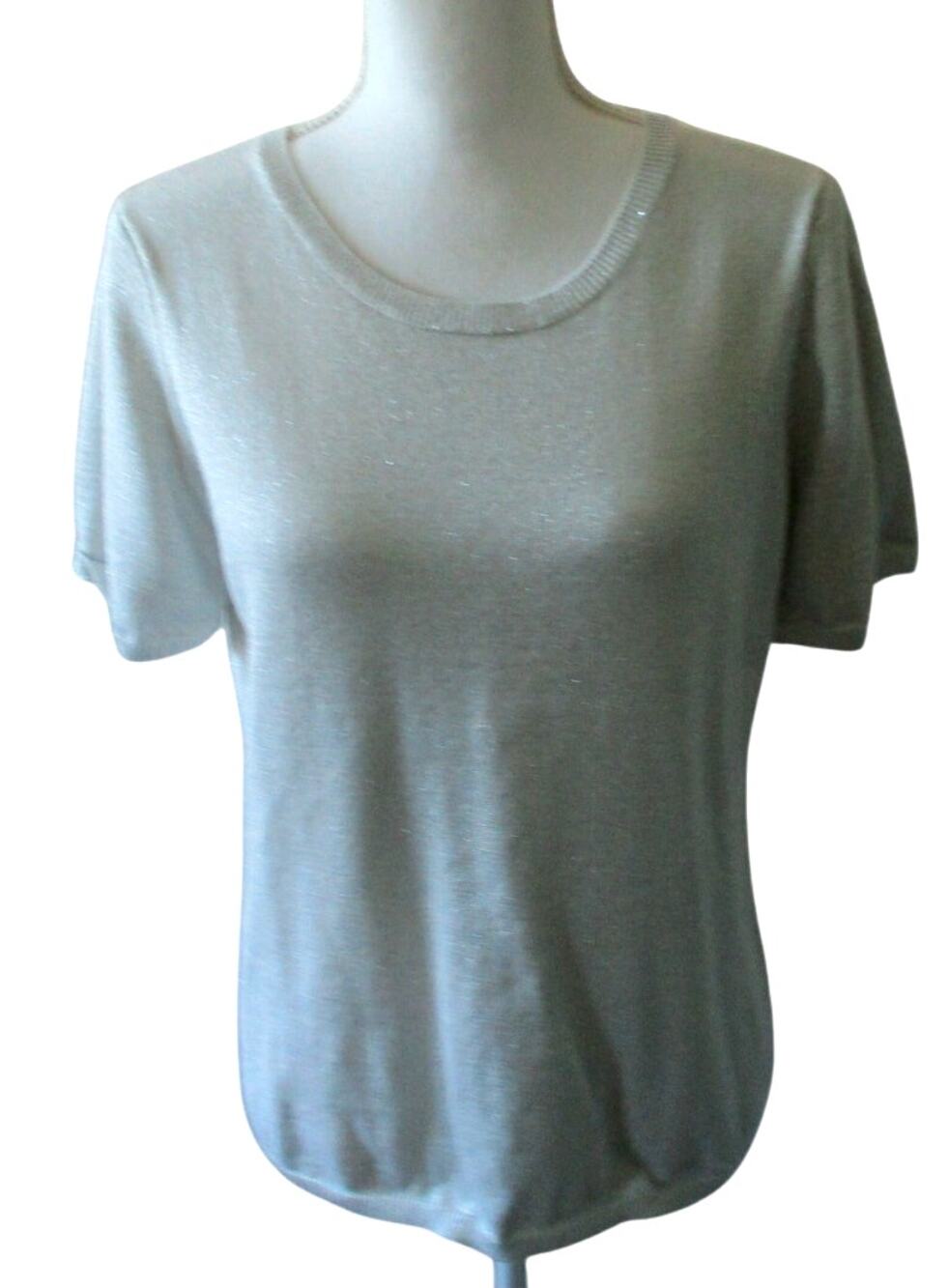 Drapers & Damon's Women's Silver Short Sleeve Stretch Sweater Size Medium